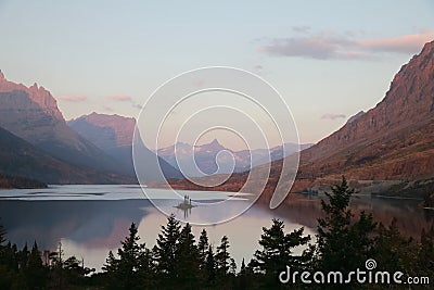 St. Mary Lake and wild goose island in Glacier national park,Montana,USA Stock Photo