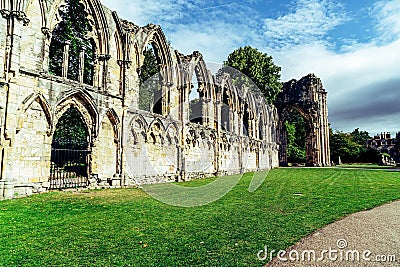 St. Mary's Abbey, museum garden in York city, England Stock Photo