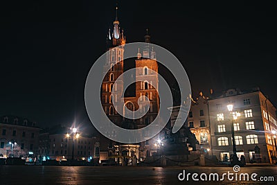 St. Mary`s Basilica, KrakÃ³w Editorial Stock Photo