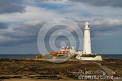 St. Mary`s Lighthouse, north-eastern England Editorial Stock Photo