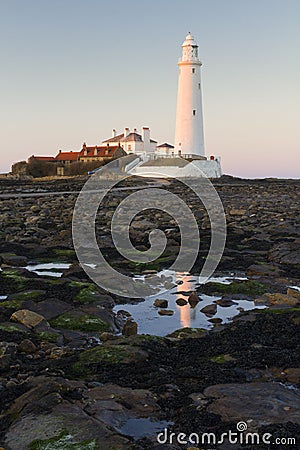 St Marys Lighthouse and Island at Whitley Bay, North Tyneside, England, UK. Stock Photo