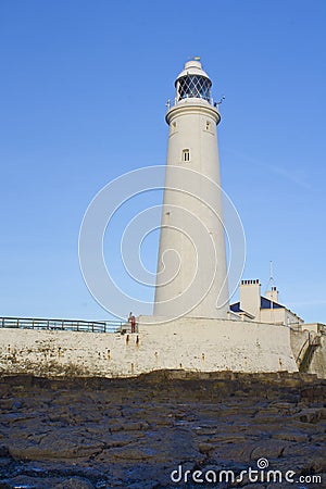 St Marys Lighthouse and Island at Whitley Bay, North Tyneside, England, UK. Stock Photo