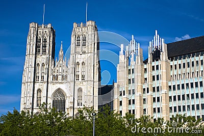 St. Michael and Gudula Cathedral. Brussels Stock Photo