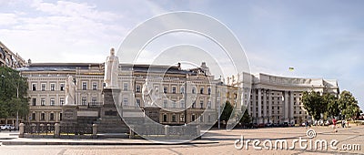 St. Michael`s square and Princess Olga monument Editorial Stock Photo