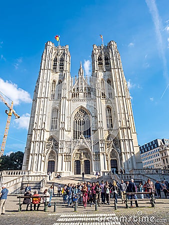 St Michael & St Gudule cathedral Editorial Stock Photo