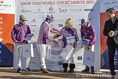 Awards ceremony at the Snow Polo World Cup St.Moritz 2024 finals Editorial Stock Photo