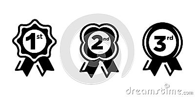 1st 2nd 3rd medal first place second third award winner badge guarantee winning prize ribbon symbol sign icon logo template Vector Vector Illustration