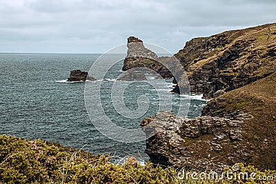 St Nectan`s Waterfall - Beautiful view of the mountains and sea Editorial Stock Photo