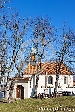 St Nepomuk church, Tetin village near Beroun, Czech Karst, Central Bohemia, Czech republic Editorial Stock Photo