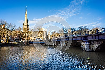 St Nicholas Church viewed from the Bristol Bridge in Bristol, Avon, UK Editorial Stock Photo