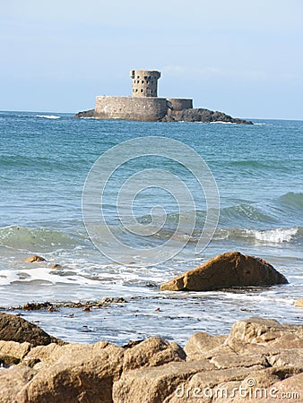 St Ouens Bay Martello Tower, Jersey Stock Photo