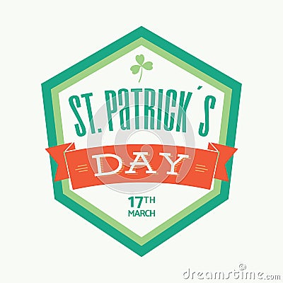 St. Patrick day badge typography message in green and orange colors - vector eps8 Vector Illustration