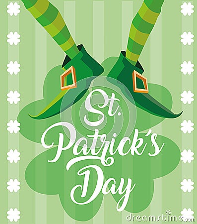 St patrick day and foots of leprechaun with boots Vector Illustration