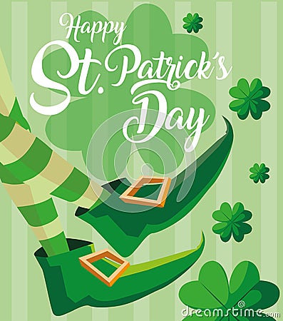 St patrick day and foots of leprechaun with boots Vector Illustration