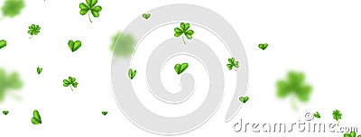 St Patrick day long banner. Clover leaf background. Shamrock green leaves. Happy Irish saint card. Festival Ireland Vector Illustration