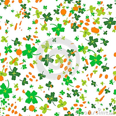 St Patrick s Day background. Seamless shamrock pattern. Ireland symbol pattern. Vector Vector Illustration