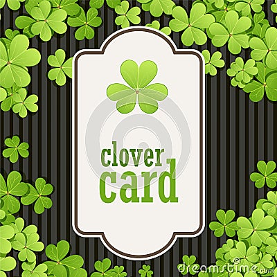 St Patrick's Day background. Vector illustration for lucky spring design with shamrock. Green clover border and square Vector Illustration