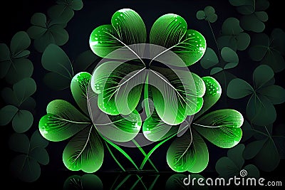 St. Patrick's Day banner, clover,generative ai Stock Photo