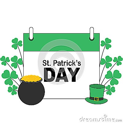 St Patrick;s day banner with different Irish elements Vector Illustration