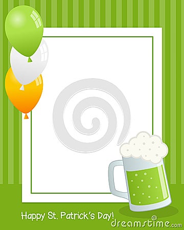 St. Patrick`s Day with Beer Vertical Frame Vector Illustration