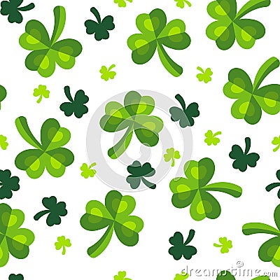 St Patrick's Day clover trefoil green pattern Vector Illustration