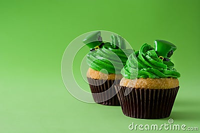 St. Patrick`s Day cupcake Stock Photo