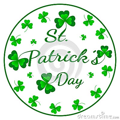 St. Patrick`s Day greeting card. Vector illustration with clover on white. Vector Illustration