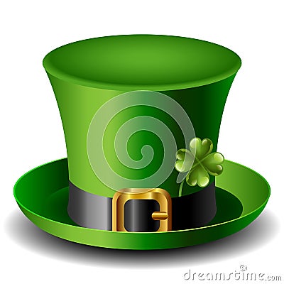 St Patricks day hat with clover Vector Illustration