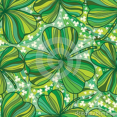 St. Patrick's Day leaf line drawing seamless pattern Vector Illustration