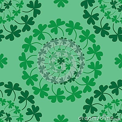 St. Patrick's Day mandala circle clover green seamless pattern Vector Illustration