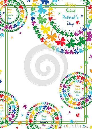 St. Patrick's Day mandala circle clover rainbow style frame Vector Illustration