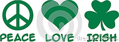 St. Patrick`s Day - peace love irish Vector Illustration