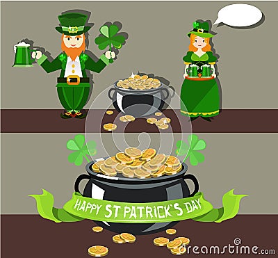 St. Patrick`s Day poster design Vector Illustration