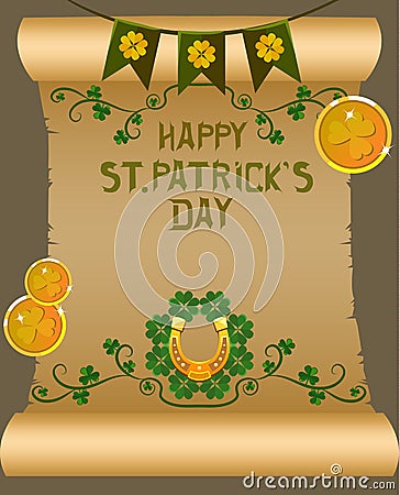 St. Patrick`s Day poster design Vector Illustration