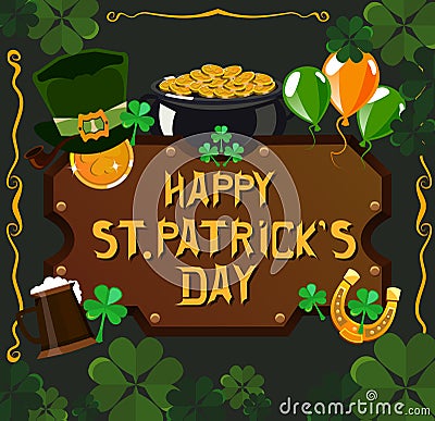 St. Patrick`s Day poster design Vector Illustration