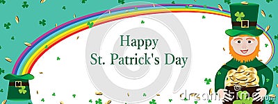 St. Patrick's Day rainbow curl banner Vector Illustration