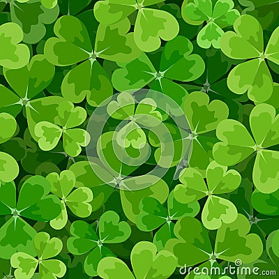 St. Patricks day seamless background with shamrock Vector Illustration