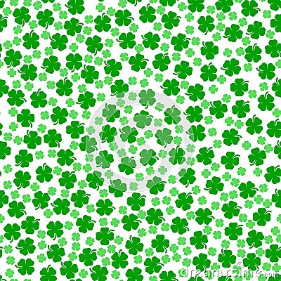 St. Patrick`s Day Shamrocks 4 Leaf Clover Background Vector Illustration