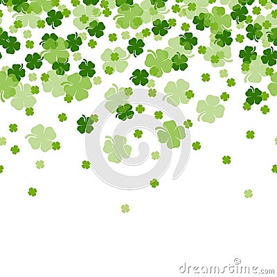 St. Patrick`s Day Shamrocks 4 Leaf Clover Background Vector Illustration