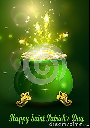 St. Patrick s Day symbol green pot Vector Illustration