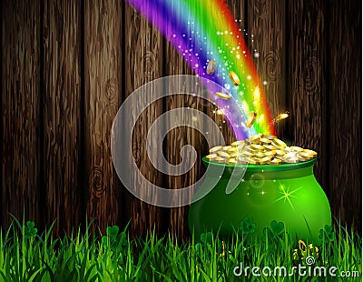 St. Patrick s Day symbol green pot Vector Illustration