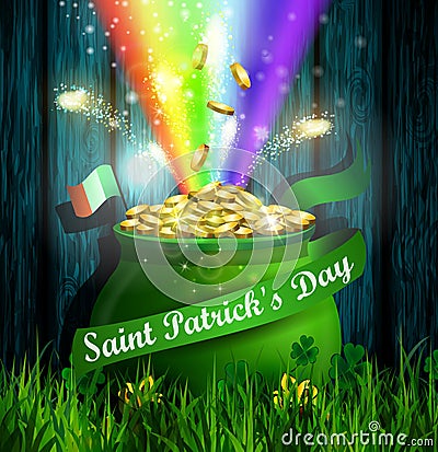 St. Patrick s Day symbol green pot Vector Illustration