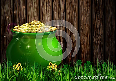 St. Patrick s Day symbol green pot Vector Illustration