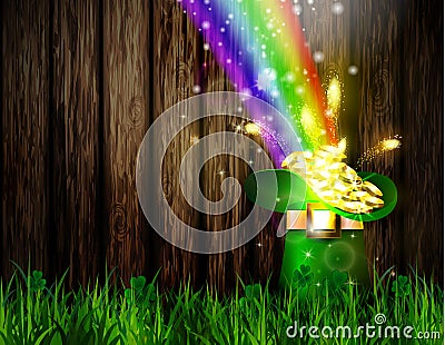 St. Patrick s Day symbol green pot Vector Illustration