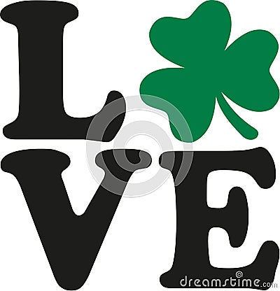 St. Patrick`s Day typographic LOVE Vector Illustration