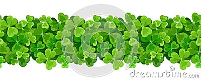 St. Patrick`s day vector horizontal seamless background with shamrock. Vector Illustration