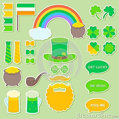 St. Patrick`s Day vector stickers Vector Illustration