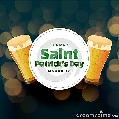 St patricks day background with beer mugs Vector Illustration