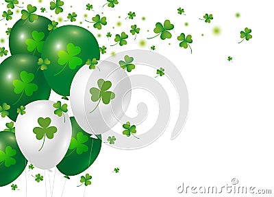 St Patricks day background design of clover leaves and balloon Vector Illustration