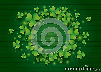 St Patricks day background design of clover leaves Vector Illustration